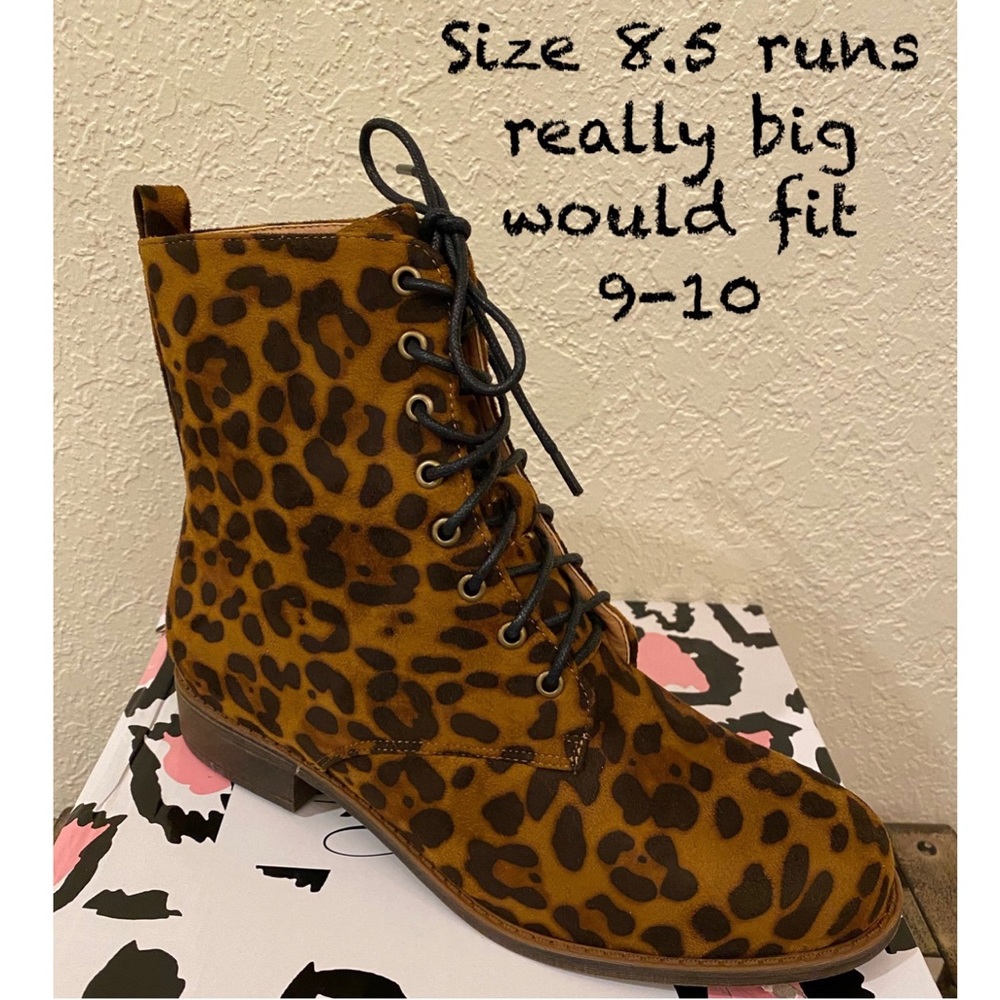 MATA Leopard Lace Up Booties